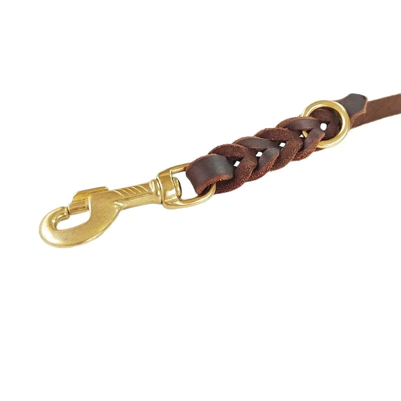 Two big Dog Leash Braided Real Leather Double Leashes P chain Collar Multifunctional Long Short Large Dog Walking Training Lead