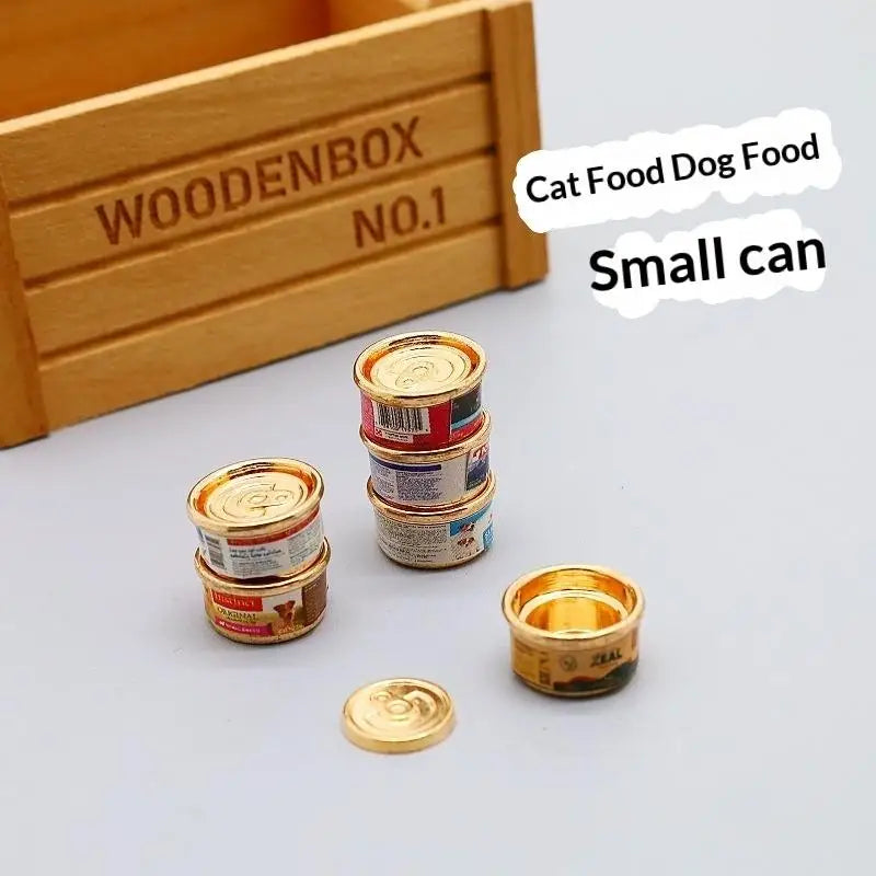 1/5Pcs Pretend Play Toys 1/12 Dollhouse Simulation Cat/Dog Can Mini Pet Food Toy Dolls House Home Decorations