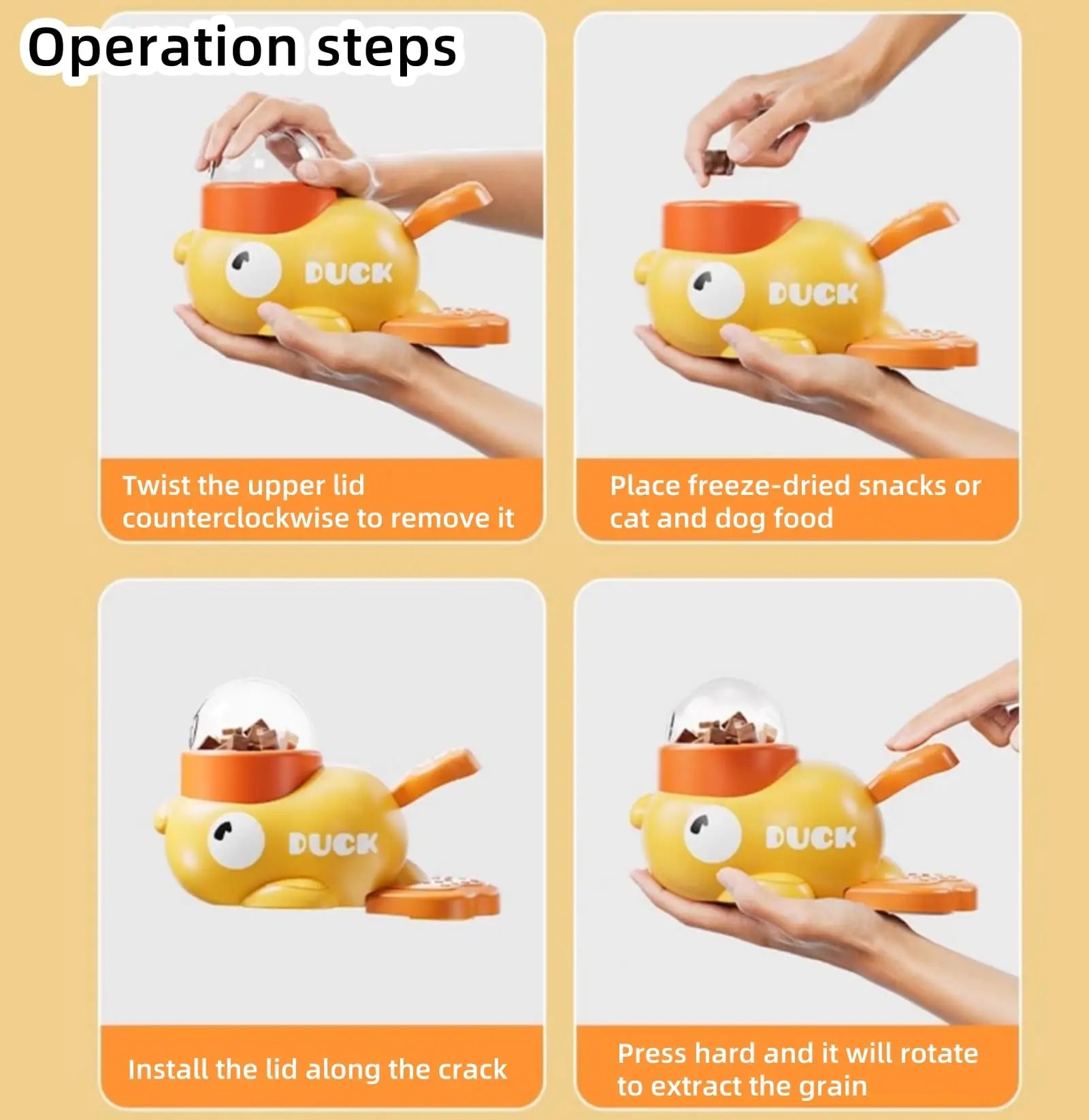 Duck Pet Feeder Automatic Feeder for Cats and Dogs Educational Toy Prevents Overeating Supports Multiple Families Training Toy