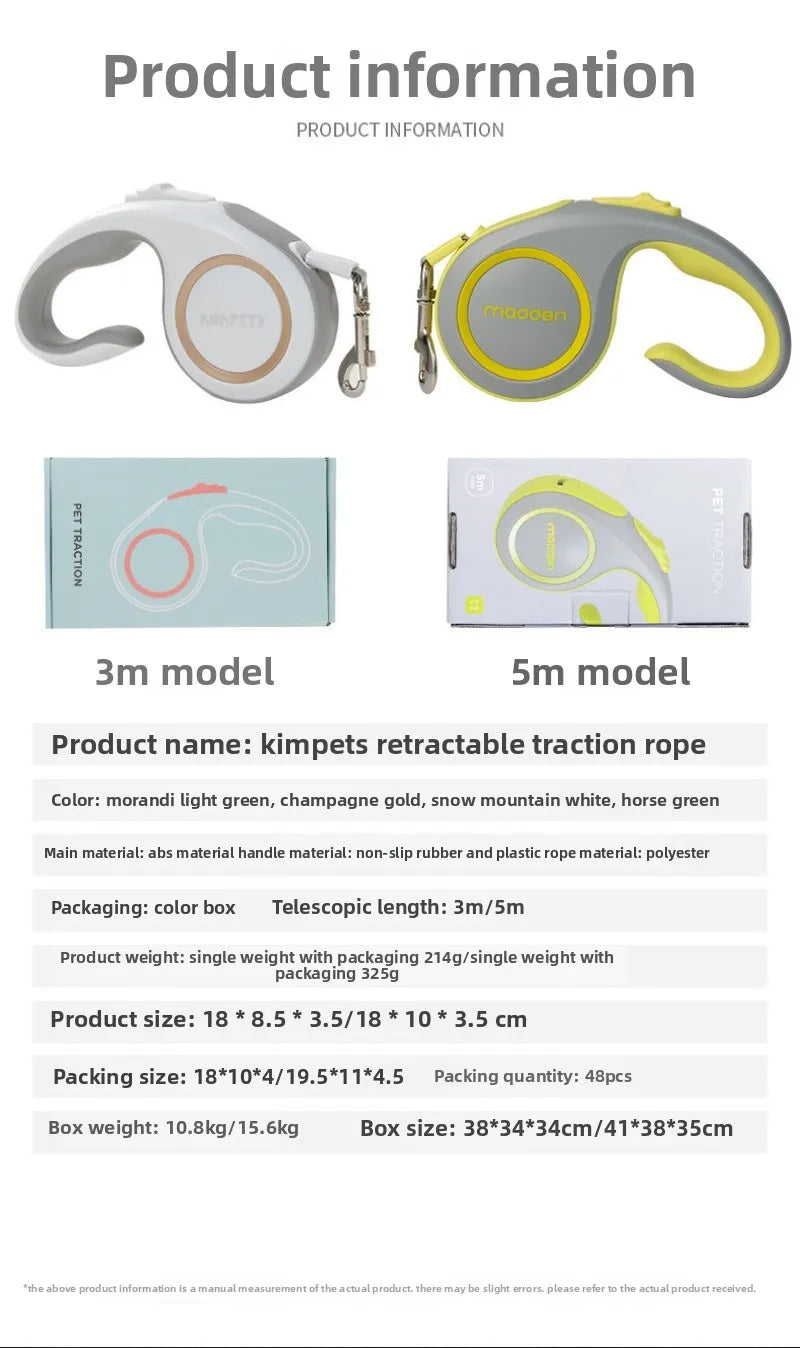 Simple Pet Leash Automatic Retractable Durable Travel Pet Supplies Lead Puppy Outdoor Walking Hiking Traction Rope Accessories