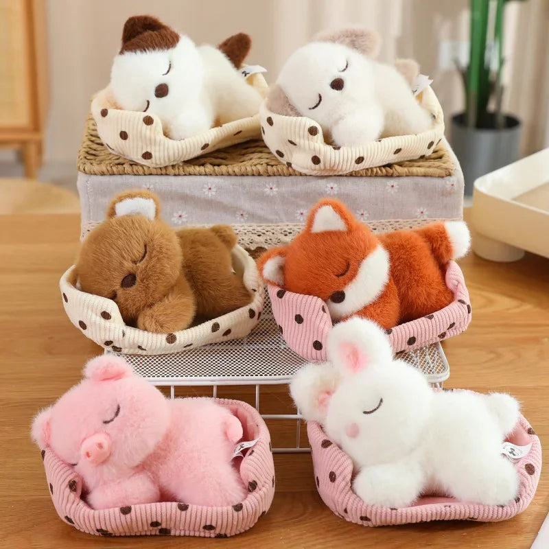 Cute Cartoon Dog, Cat, Fox, Bear,  Rabbit and Pig Plush Toy  Cat Doll Sleeping Animals Toys for Girl Funny Christmas Present
