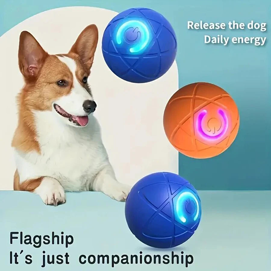Automatic rolling ball dog and cat toys, interactive and durable dog chew ball toys, exercise elastic ball dog toys