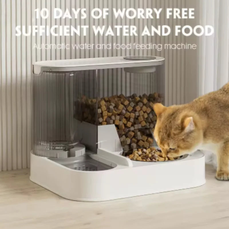 Automatic Feeder for Cats And Dogs with Water Fountain Large Food Storage Dispenser Pet Bowl Accessory for Puppies And Kittens