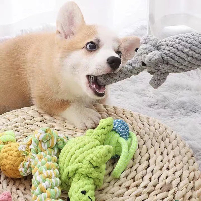 Dog Rope Toy Cartoon Animal Dog Chew Toys for Small Large Dogs Cats Molar Cleaning Teeth Toy Bite Resistance Puppy Pet Supplies