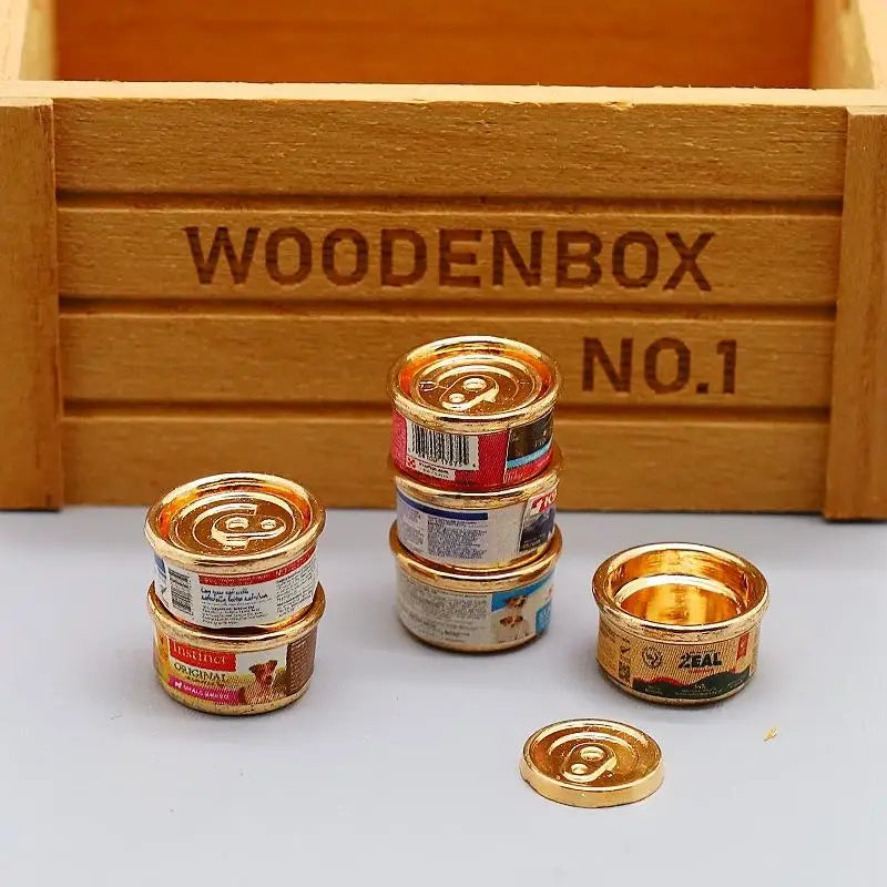 1/5Pcs Pretend Play Toys 1/12 Dollhouse Simulation Cat/Dog Can Mini Pet Food Toy Dolls Home Decorations