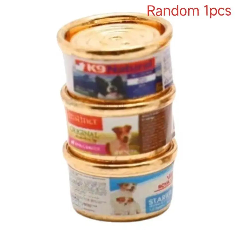 1/5Pcs Pretend Play Toys 1/12 Dollhouse Simulation Cat/Dog Can Mini Pet Food Toy Dolls House